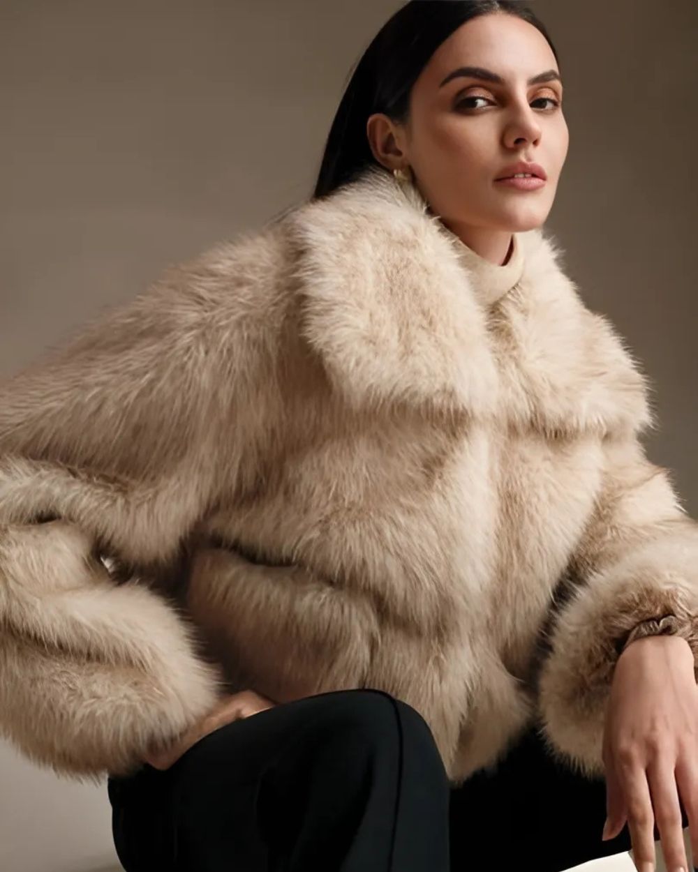 MATHILDE PEACH FAUX FUR COAT