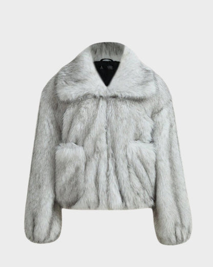 MATHILDE GREY FAUX FUR COAT