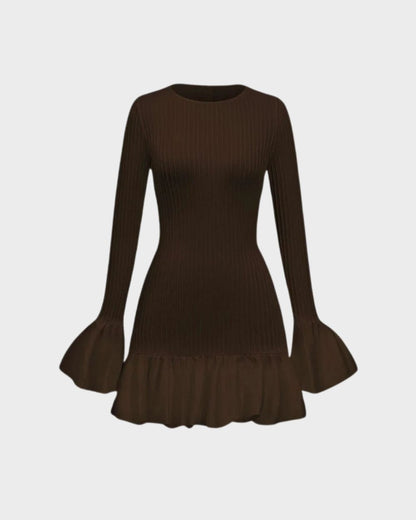 Benedetta Solid Puff Bell Sleeve Mini Dress