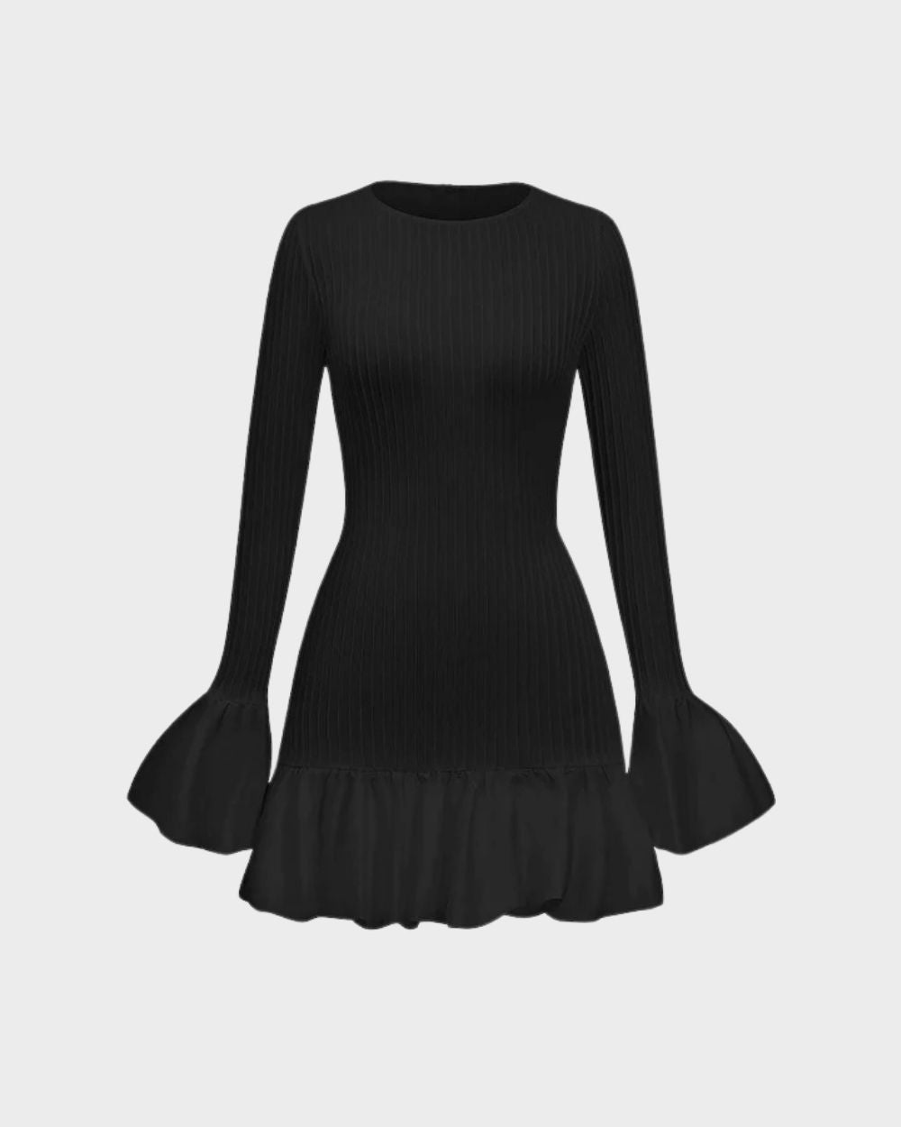 Benedetta Solid Puff Bell Sleeve Mini Dress