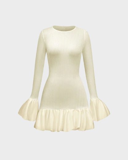 Benedetta Solid Puff Bell Sleeve Mini Dress