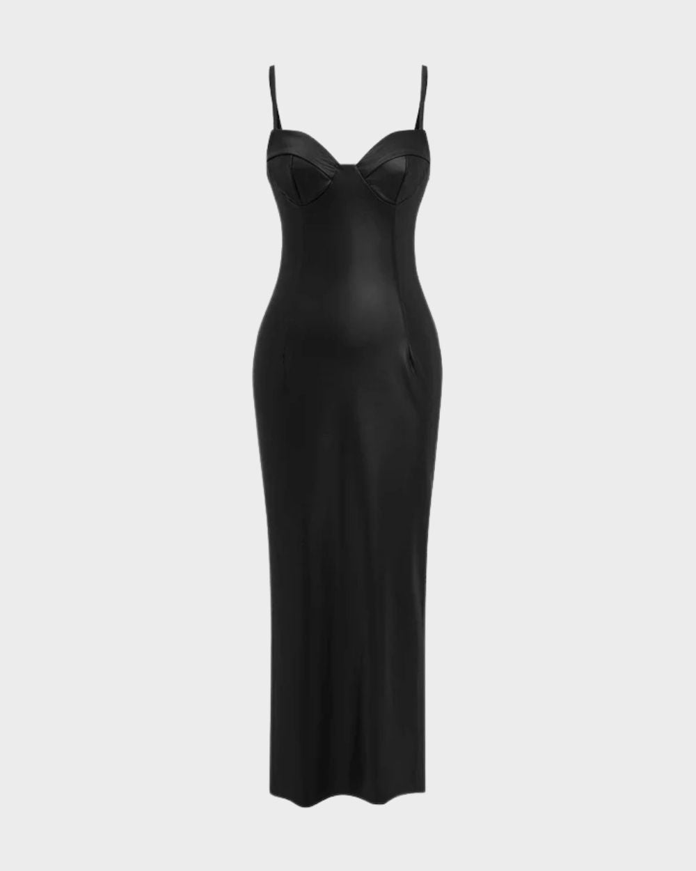 Vino Faux Leather Bustier Slip Midi Dress