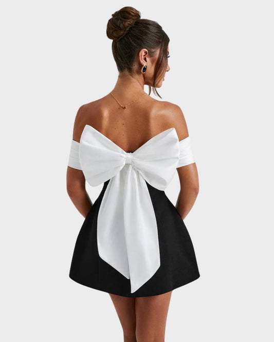 BLOOM MINI DRESS - BLACK/WHITE